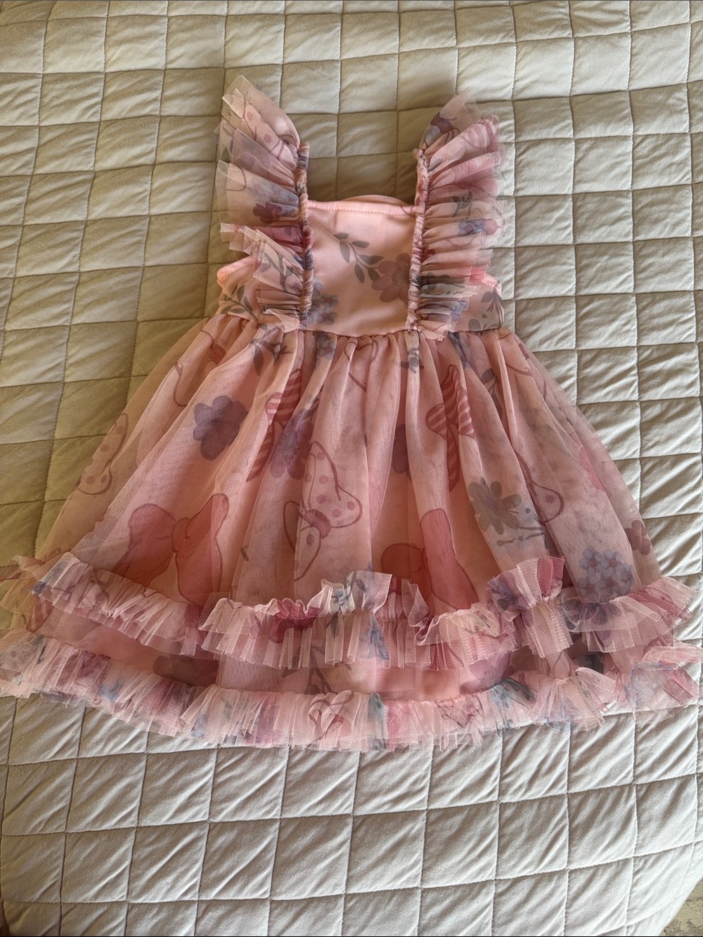 Disney Pink Ruffle Tulle Dress with Pastel Prints